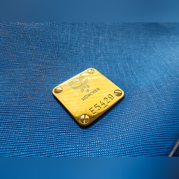 MCM Handbag Shoulder Bag Blue Leather - Picture 8 of 8